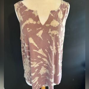 Tie-Dye Sleeveless Top - Taupe and Cream